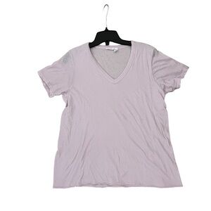 WILT T Shirt Light Purple V Neck Raw Hem Women's Size S FLAW